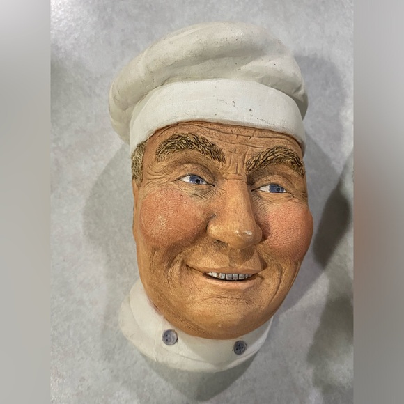 Set of two vintage ceramic heads Chef/Fisherman Lakeland Studios by Southwell - Picture 2 of 15